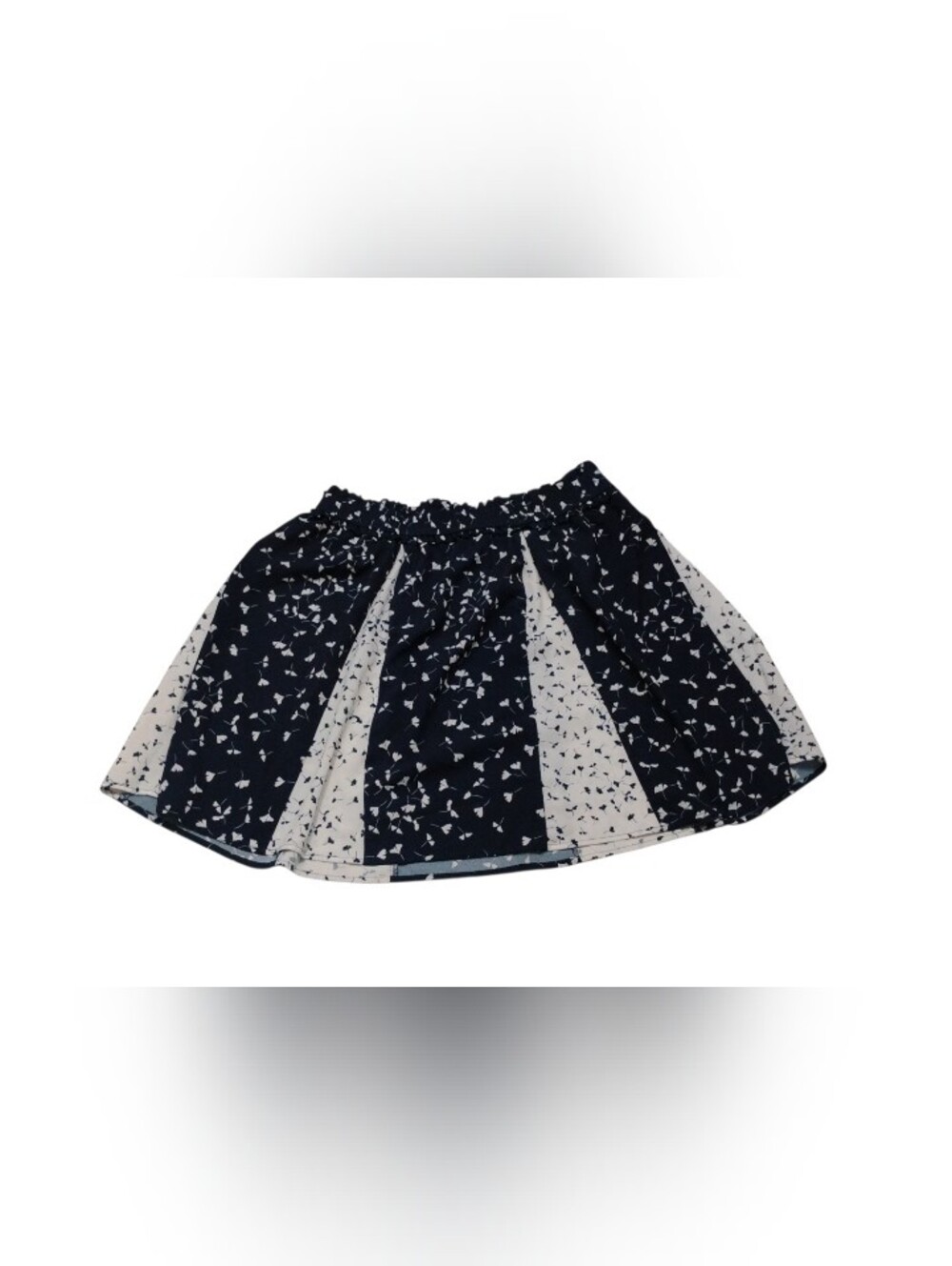 French Connection Navy & White Panelled Skirt Size L